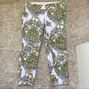 Ann Taylor Carnegie Crop Pant with Yellow Print